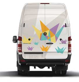Exterior design concept of a mobile clinic inspired by paper cranes